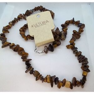 Kultura Tiger's Eye Xtra‎ Long Necklace